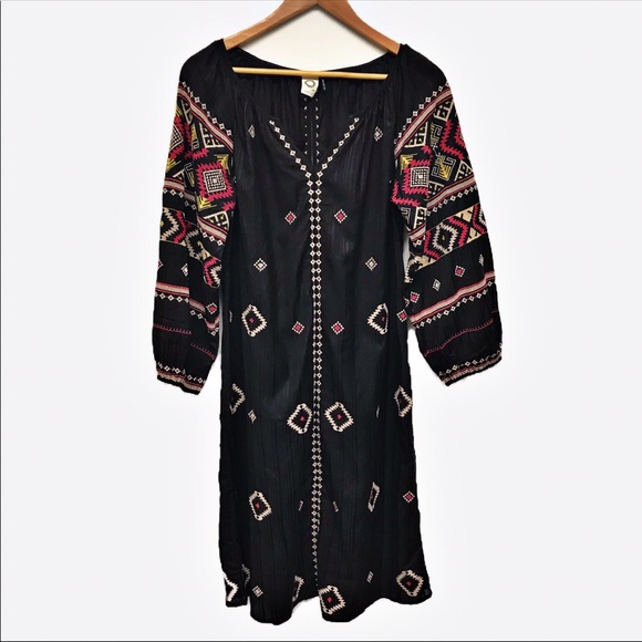 slim denim dress embroidered Selenda Jean Dress